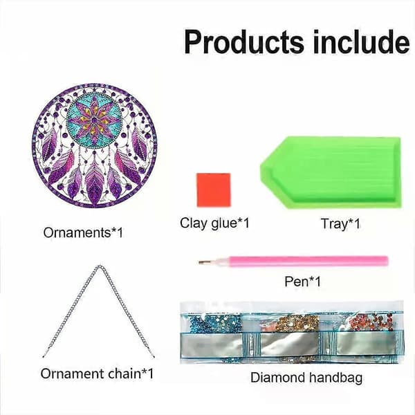 Vingdrömfångare 5D DIY Diamantmålning Prickar Hänge DIY Diamantkonst Hängsats Diamantmålningsprydnader för Konsthantverk