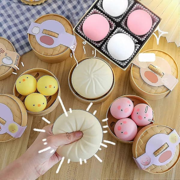 Dumpling Stressbollleksak, Dumpling Squishy Stressboll Ångad Fylld Bulle Klämbar Stressavlastningsleksak, Degbollar Squishy Dumpling Sensorisk