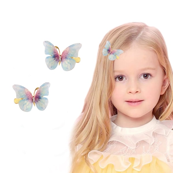 2st fjärilsklämmor för hår, färgglada fjärilsklämmor Handgjorda fjärilsklämmor för flickor, toddler