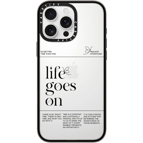 Kompakt iPhone 16 Pro Max Deksel [Lettvekt / 1,2 m 2X Militær Grad Fallbeskyttelse/Slank] - Kirsebær - Klar Svart Life Goes on iPhone 16 Pro Max