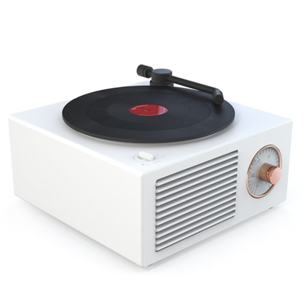 Vintage Bluetooth-högtalare, trådlös bärbar högtalare med stark bas och HD-stereo, kontorsradio med bra mottagning - vit