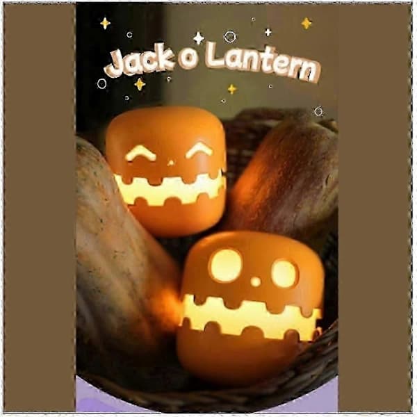 Halloween gresskar nattlys med smilende ansikt, Jack O Lantern dekorasjoner
