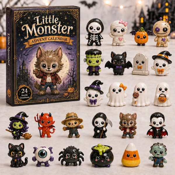 Q-versjon Varulv Blind Box Adventskalender, 24-ruters Akrylstativ Uleende Spøkelsesaktig Dekor