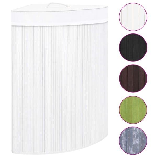 vidaXL Laundry Basket for Corner Bamboo White 60 L Vit white