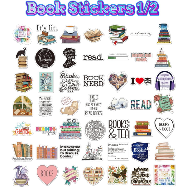 100 st Bokklistermärken, Love Reading Book Stickers för , Vinyl Vattentät Bookish Book Lover Stickers för bokälskare Presenter Vattenflaska Telefondekaler