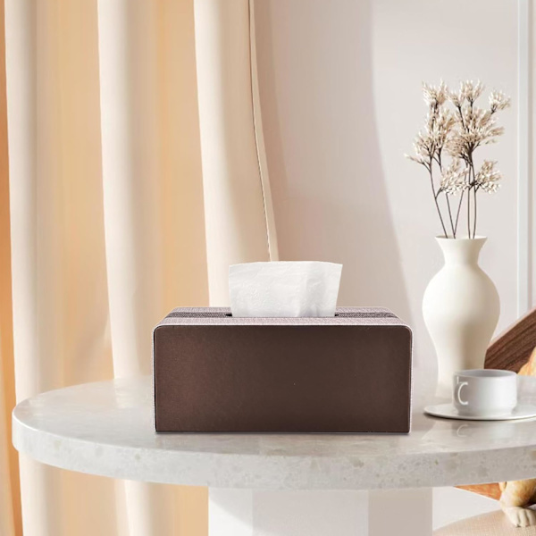 Kudoksen kotelo, uusi PU-nahkainen Kleenex-kotelo, suorakaiteen muotoinen kudoksenpidin kotiin/toimistoon/autoon koristeeksi 9.84\"X5.59\"X4.13\" - Amerikkalainen retrotyyli