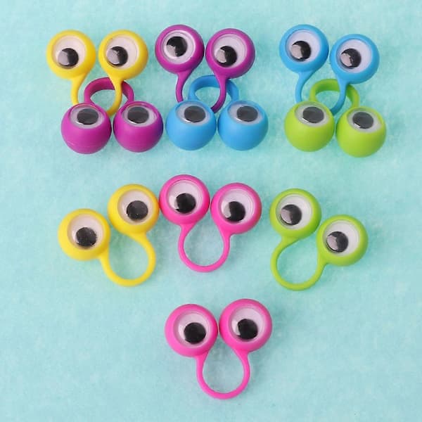 Småbarn Fingerdocka Bärbar 3D Ögon Fingerring Leksak 10st Barnkalas Tillbehör