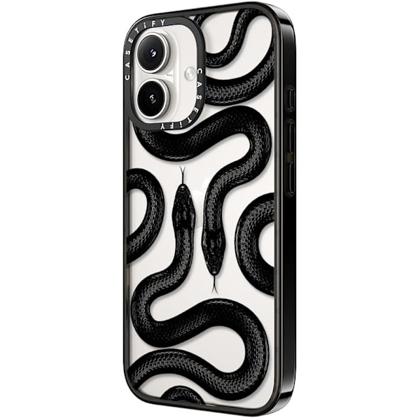Kompakt iPhone 16 Pro Max Deksel [Lettvekt / 1,2 m 2X Militær Grad Fallbeskyttelse/Slank] - Kirsebær - Klar Svart Black Kingsnake iPhone 16 Plus