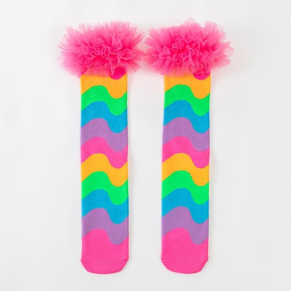 Rainbow Patchwork Girls Socks Ruffles Party Princess