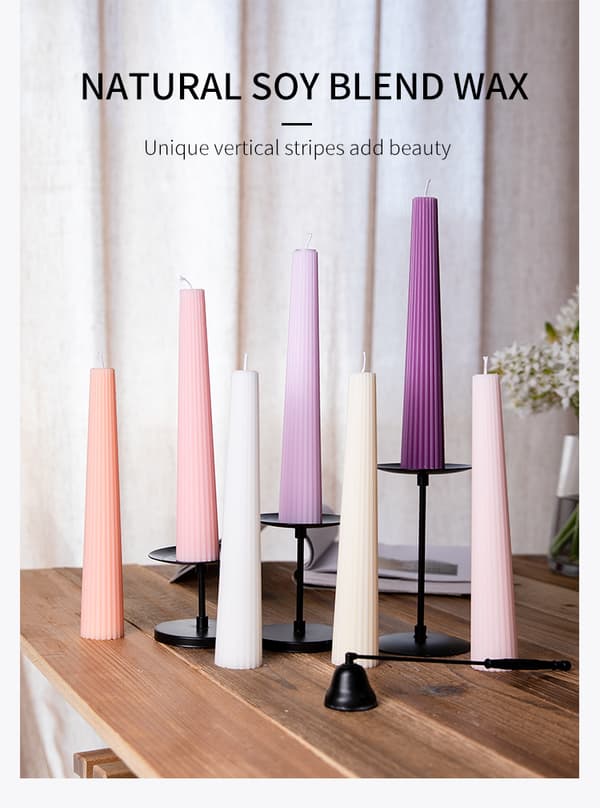 Morandi Lange Koniske Duftlys – Håndlavede Røgfri Dekorative Lys (2-pak, 23×3.5cm) til Bryllupper, Banketter & Boligindretning