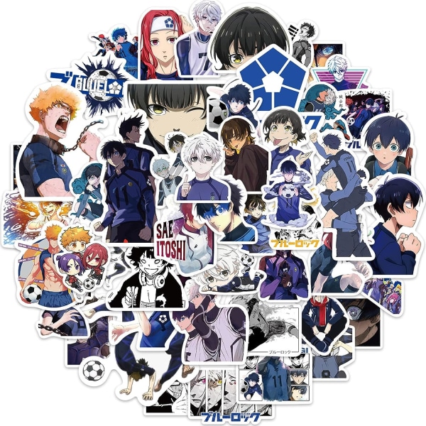 50 st Blue Lock Anime-klistermärken för dator, vattentäta vinyldekaler för tonåringar, barn, bärbar dator, skateboard, bil, vattenflaskor, cykel, bagage, motorcykel