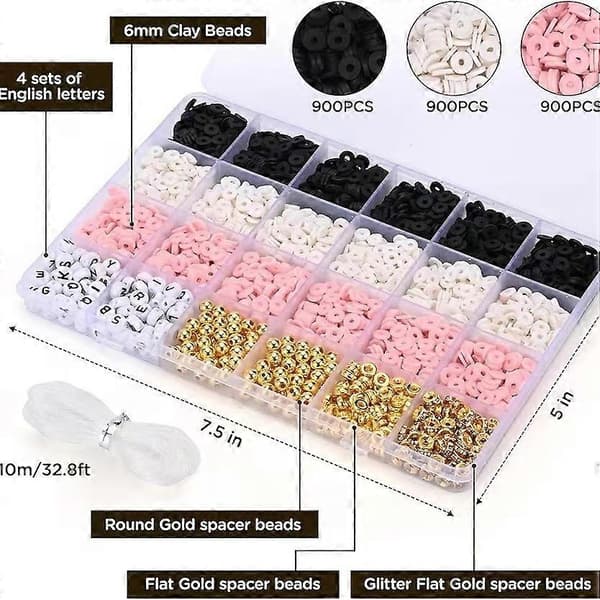 DIY Lerperlearmbåndssæt til piger - Bogstavperler Smykkefremstillingssæt, Håndværkstilbehørssæt