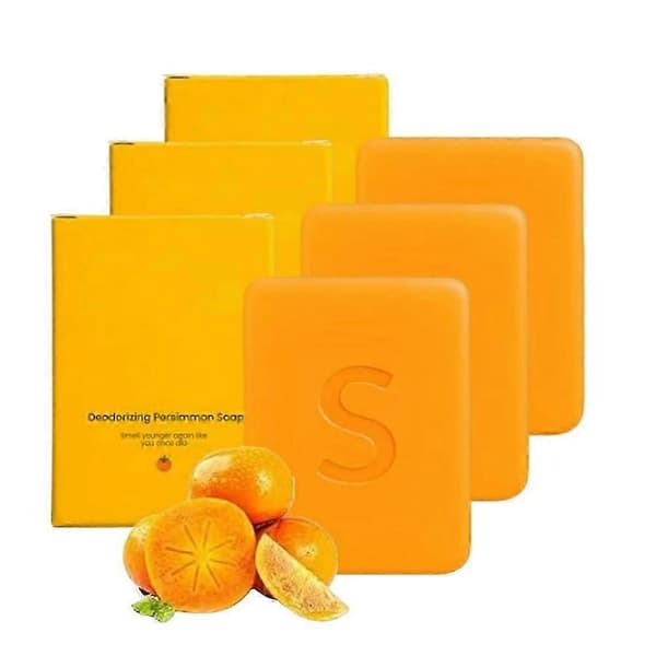 1-3 stk. Swarva Persimmon Sæbebar Kropslugt Kontrol Deodorant Sæbe til Mænd & Kvinder 3PCS