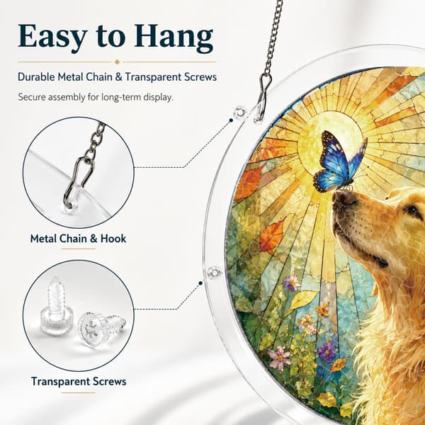 Golden Retriever Acrylic Puzzle Suncatcher, 83 Pieces DIY Dec