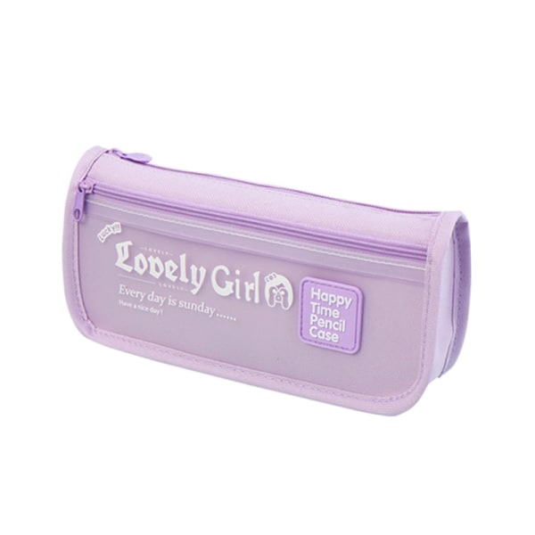 Högkapacitet för lågstadie- och gymnasieelevers case enkel pappersväska i prisvärd flicka transparent-PurpleMing pennväska