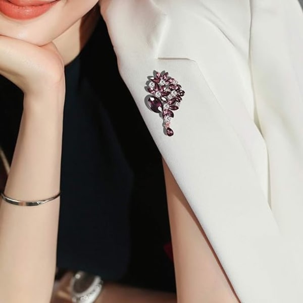 Rintaneula Pin Kukka Lehti Kimppu Rintaneula Luotu Kristalli Rintaneula-Violetti