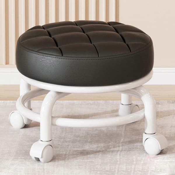 360° Rotating Rolling Stool Household Stool Movable Stool Low Noise Pulley Wheel Low Stool Universal Swivel Casters For Kitchen Home Black