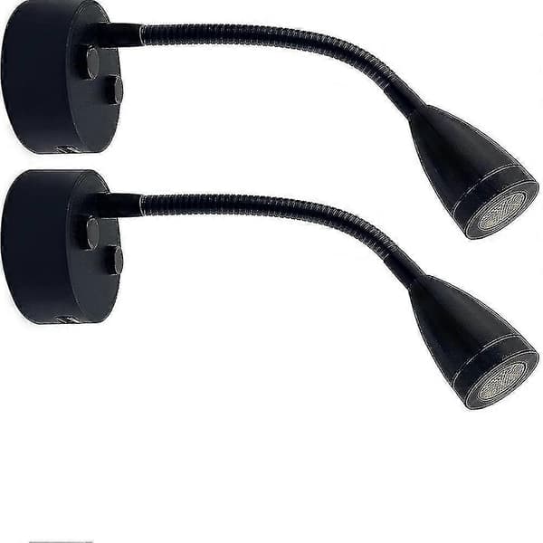 12v-24v LED læselampe, dæmpbar RV læselampe med USB-oplader, til autocamper lastbil trailer RV sengelampe, 2 stk-sort -zz