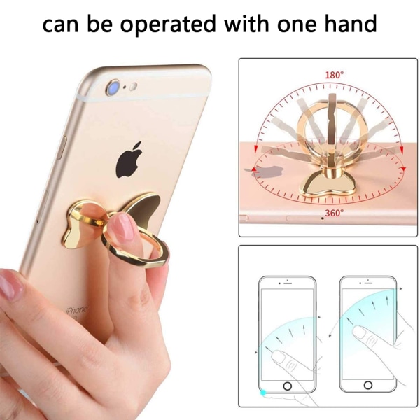 Fluga Telefonhållare Ring Spänne - Guld. Kompatibel med iPhone Samsung Galaxy Mobile Söta Tillbehör