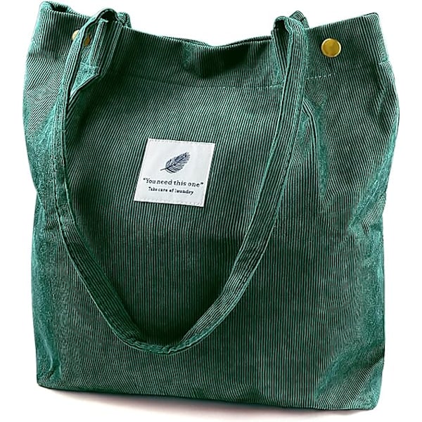 Kordväv Tote Bag för kvinnor Canvas Axelväska med Innerficka