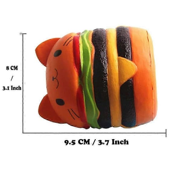 Pakke med 4 Jumbo Langsomt Stigende Squishy Legetøj Kawaii Kat Hamburger Popcorn Is Duftende Sæt