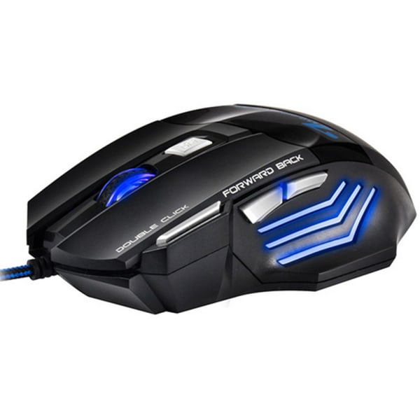 4 Justerbar DPI og 7 Knapper LED Optisk USB Kablet Gaming Mus til Gamer PC MAC-sort