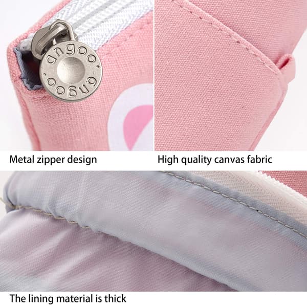 Practical Cosmetic Organizer, Customizable Canvas Material, Cute Cat-Themed Pencil Case, Standing Pencil Pouch with Telescopic Design and Zipper