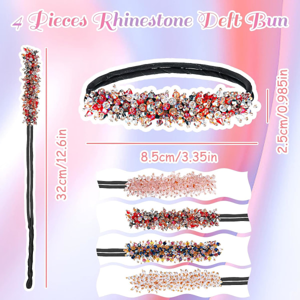 4 stk. Rhinestone hårknute maker magisk hårstyling Deft Bun elegant enkel Bun Maker (mørk farge)