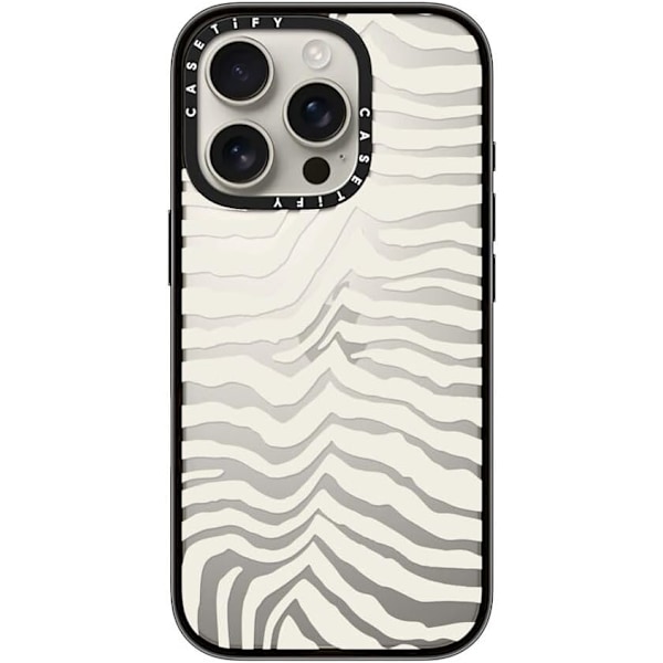 Kompakt iPhone 16 Pro Max Deksel [Lettvekt / 1,2 m 2X Militær Grad Fallbeskyttelse/Slank] - Kirsebær - Klar Svart Zebra Stripe iPhone 16 Pro