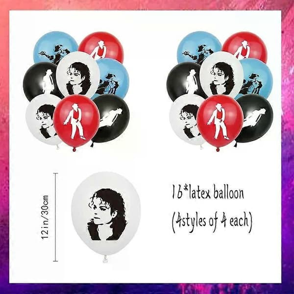 Michael Jackson Bursdagsfestutstyr Sett Ballonger Kaketopp Banner