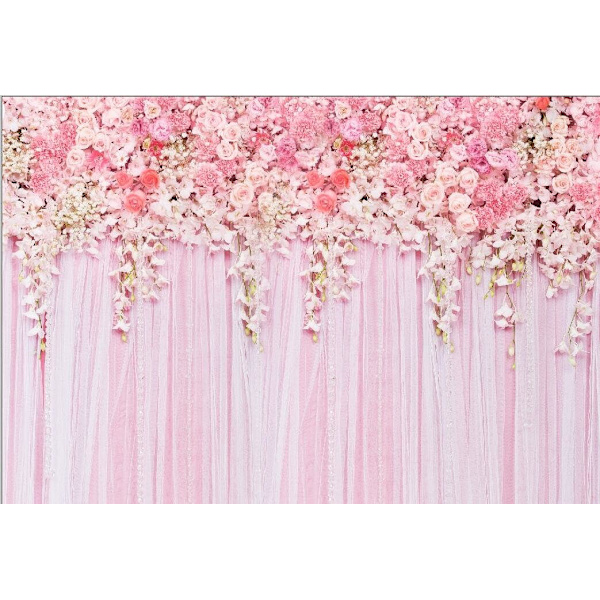 220x150cm Lyse rosa bakgrunnsgardiner for fester Fotografering Bakgrunn Baby shower Blomstervegg Bakgrunn Bryllup Bursdagsfest Vegg 3d D-9354