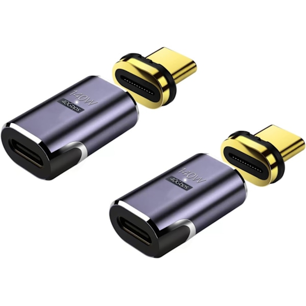 2 kpl USB C magneettiadapteria, PD 140W, 40GBP tiedonsiirto, magneettinen USB-C-adapteri, tyypin C magneettinen liitin kannettavalle puhelimelle HDTV:lle