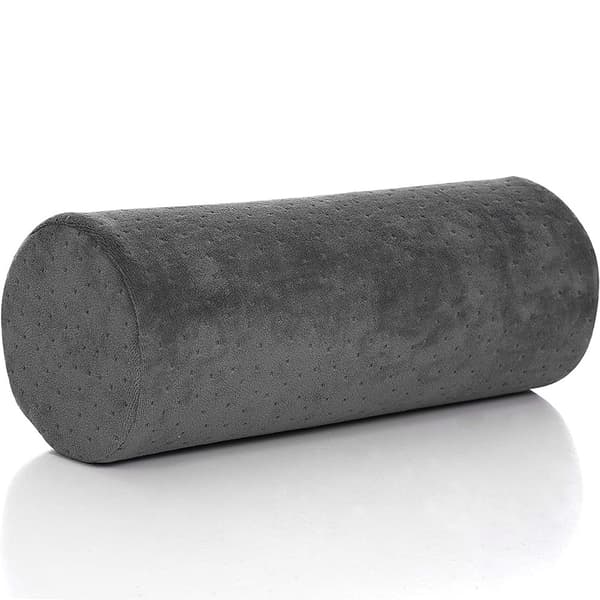 Round Cervical Roll Cylinder Pillow with Removable Washable Cover, Ergonomically Designed for Head, Neck, Back, and Legs, Gray