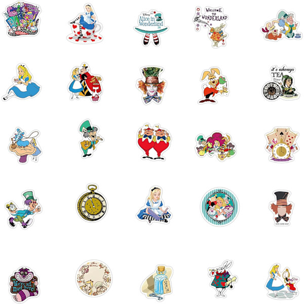 Alicen Seikkailut Ihmemaassa Tarrat Paketti, 50 kpl Vinyl Tarrat Hydro Flaskille, Kannettavalle Tietokoneelle, Vedenpullolle, Lapsille, Taaperoille, Teineille, Tytöille, Aikuisten, Puskuri