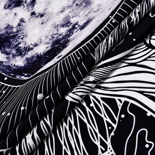 Kuu ja tähti -seinavaate, psykedeelinen kuuvuoren seinavaate, tähti -seinavaate, musta sisustus, luonnon seinavaate, seinävaate huoneeseen, 51 x 59 tuumaa