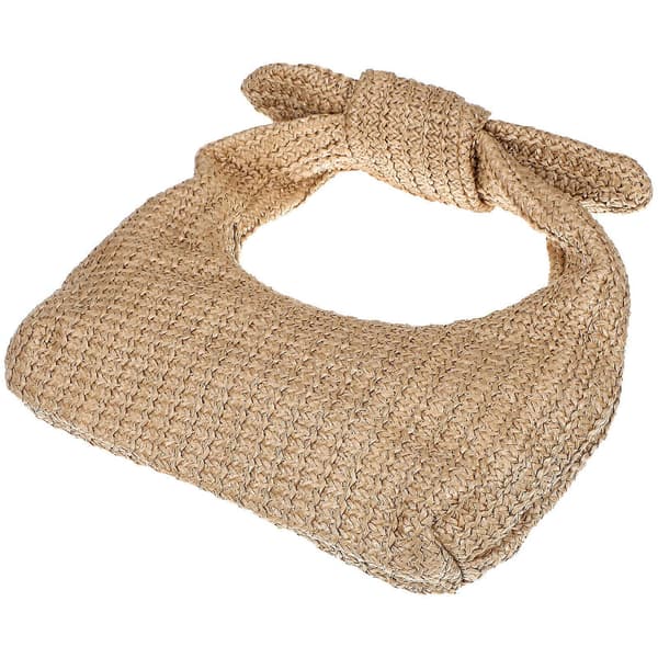Vævet opbevaringstaske til opbevaring Holdbar Beige Polyester Bærbar Håndtaske