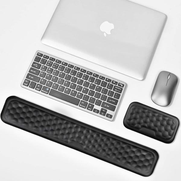 Tangentbord och mus handledsstöd set, ergonomiskt handledsstöd för kontor hem skola skrivbord dator bärbar dator, halkfri, smärtlindring (svart)