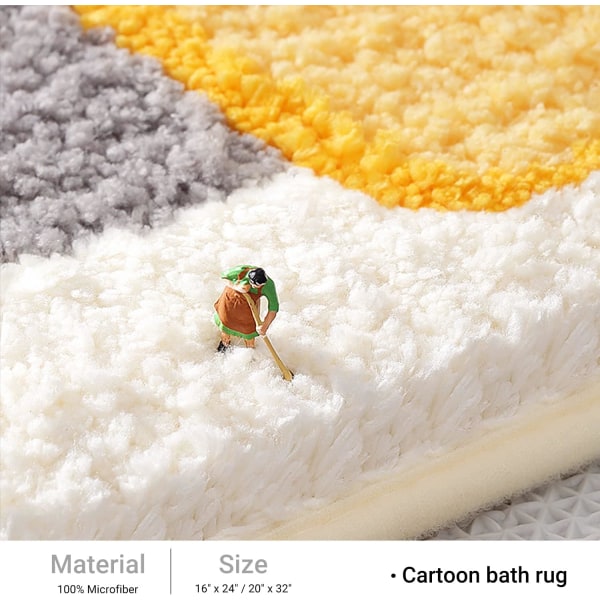 Tecknad badrumsgolvmatta för hushållsbruk, vattenabsorberande halkfri matta vid ingången till badrummet - Fyrfärgad sten/20*32 tum