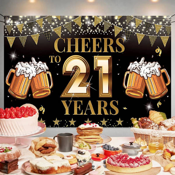 Hurra for 21-årsdagsbursdagsbannere Gratulerer med 21-årsdag Bursdagsbakgrunn 21-årsdag Bursdagsfest Skiltdekorasjoner Rekvisita Jenter Gutter