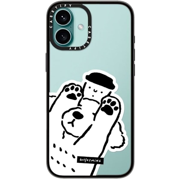 Kompakt iPhone 16 Pro Max Deksel [Lettvekt / 1,2 m 2X Militær Grad Fallbeskyttelse/Slank] - Kirsebær - Klar Svart Dog Loves Coffee iPhone 16 Plus