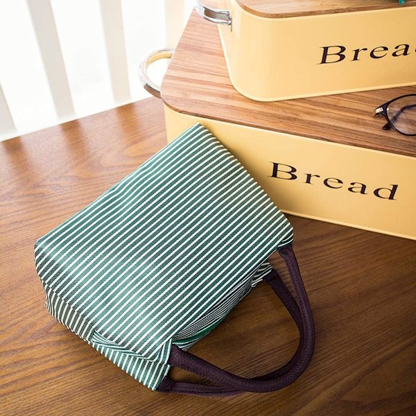 Lunchväska för kontor Lunch Cooler med dragkedja Fällbar Lunch Tote Bag, Återanvändbar Lunchhållare Isolerad Lunchbehållare Picknickväska -Grön