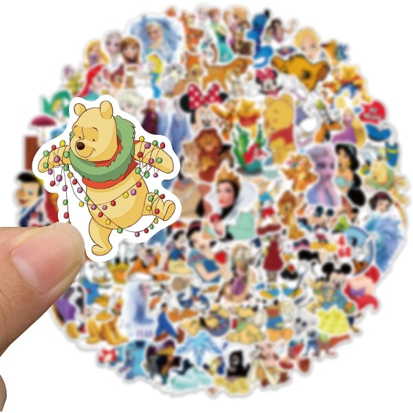 100 st blandade Disney-klistermärken för barn, Kawaii Princess-klistermärken för vattenflaska Laptop Vattentät animationsdekal för tonåringar