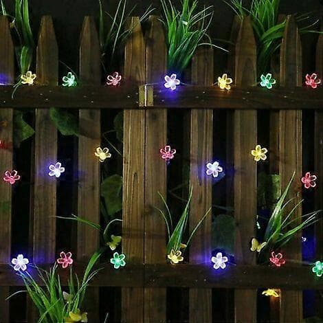 Utendørs solcellelyslenke, 6,5m 30LED blomsterlyslenke med 2 lysmoduser Juledekorasjonslys, trær, hage