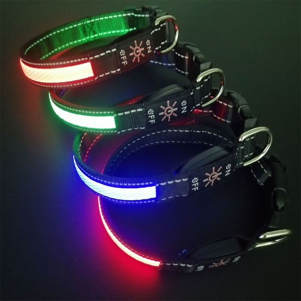 Justerbara USB -uppladdningsbara ljusemitterande halsband för husdjur, små hundar och katter-grön