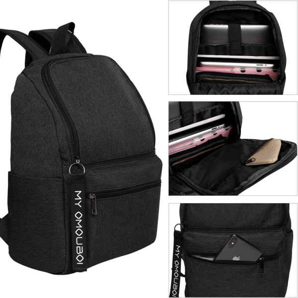 Casual ryggsäck, laptop skolreseryggsäck för kvinnor och män, Superbreak ryggsäck passar turistföretag (svart)