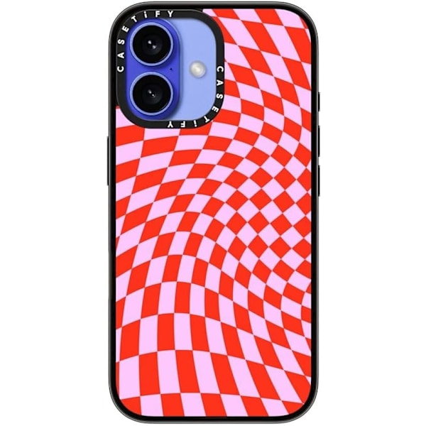 Kompakt iPhone 16 Pro Max Deksel [Lettvekt / 1,2 m 2X Militær Grad Fallbeskyttelse/Slank] - Kirsebær - Klar Svart Strawberry Checkers iPhone 16