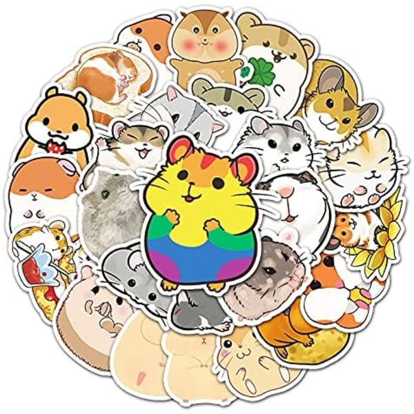 50 kappaleen hamsteritarroja kannettavalle tietokoneelle, Hydroflasks-puhelimelle, kitaralle, rullalaudalle, tietokoneelle, Kawaii-tarroja, vedenpitäviä vinyylitarroja lapsille, teini-ikäisille ja aikuisille