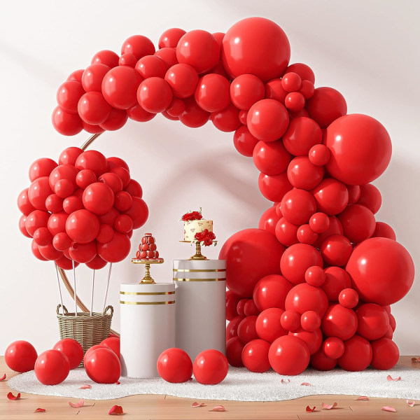 129st röda ballonger olika storlekar 18 12 10 5 tum för Garland Arch, Premium röda latexballonger för festdekoration