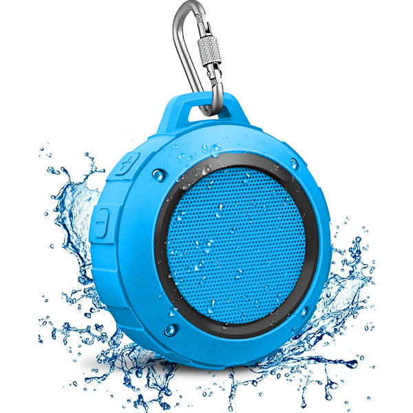 Vattentät Bluetooth-högtalare för utomhusbruk, trådlös bärbar miniduschresehögtalare med subwoofer - blå