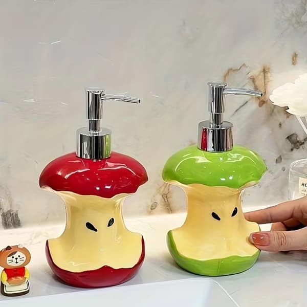Original Kreativ Æblekerneformet Keramisk Sæbedispenser – Perfekt til Brusegel, Shampoo & Lotion, Ideel Julegave